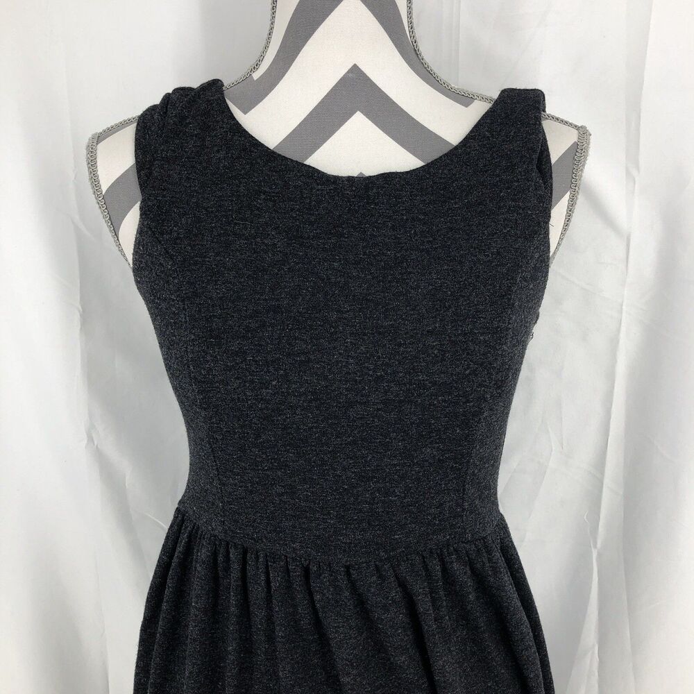 Elle Black Charcoal Gray Sleeveless Fit and Flare Midweight Dress 2